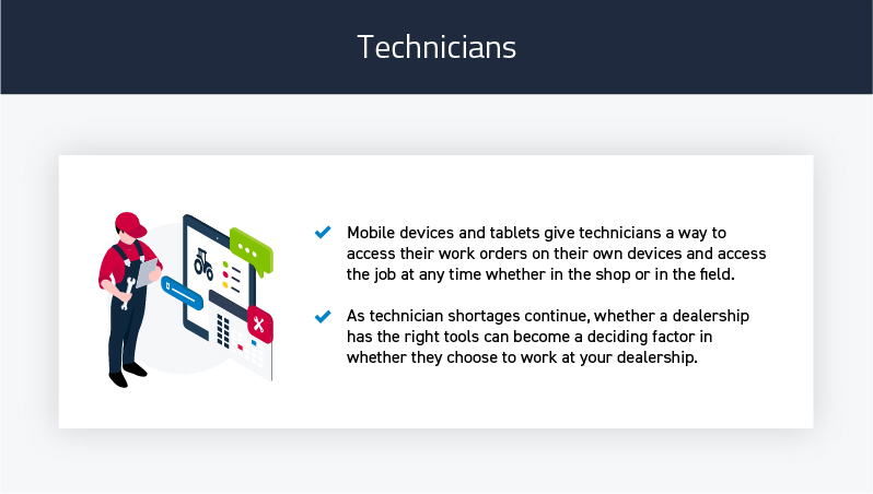 Technician digital tools for service department